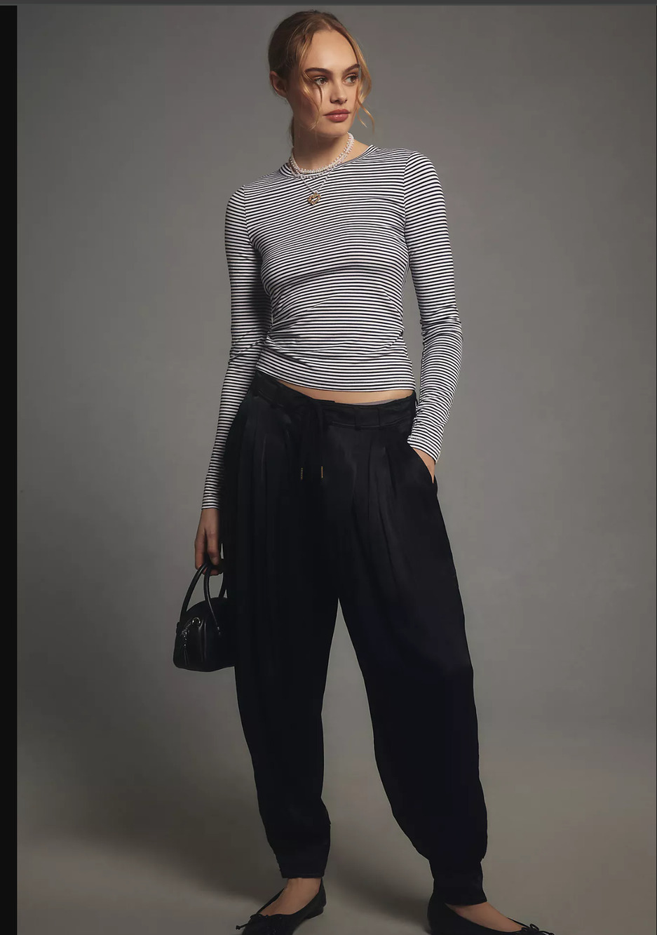 Anthropologie Silky Black Cuffed Barrel Pants - New XS